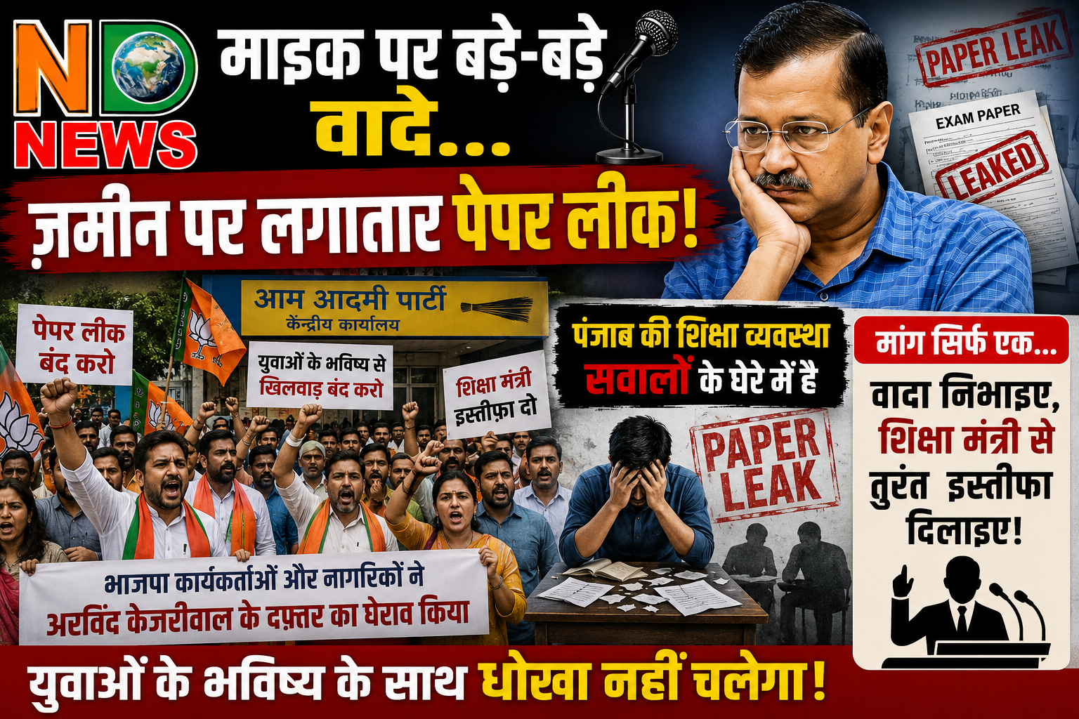 माइक पर बड़े-बड़े वादे…ज़मीन पर लगातार पेपर लीक!