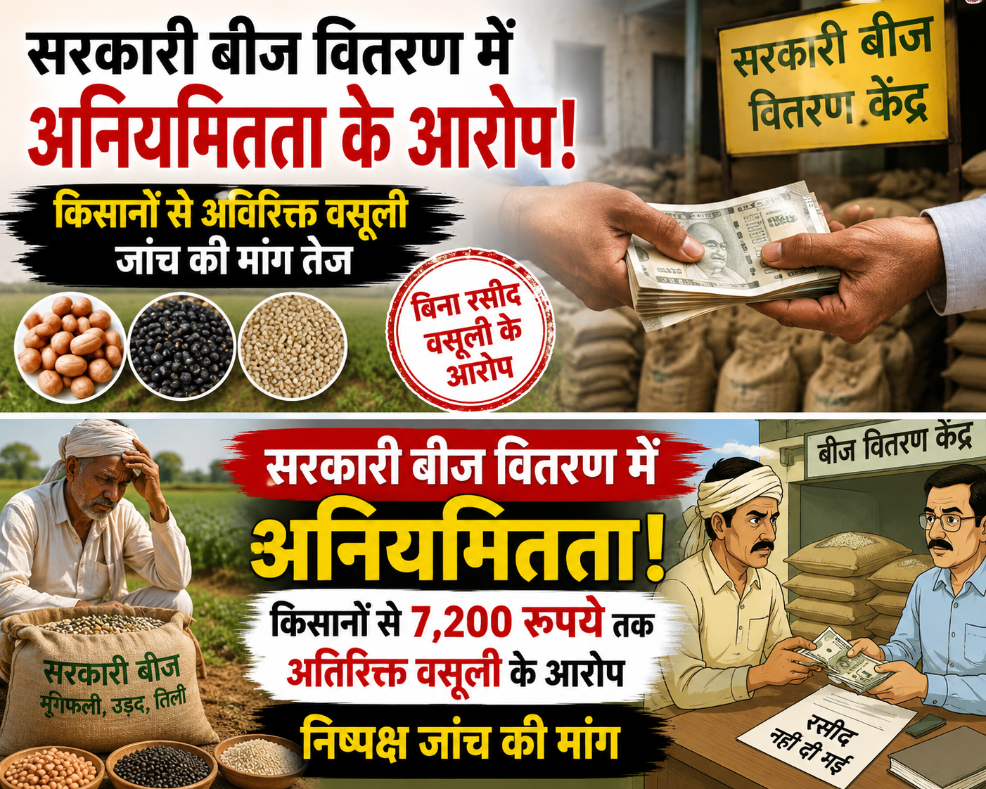 सरकारी बीज वितरण में अनियमितता के आरोप, किसानों ने उठाई निष्पक्ष जांच की मांग