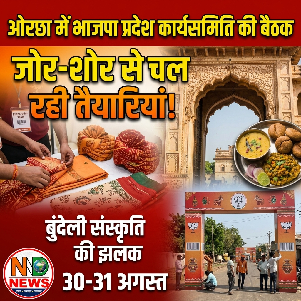 ओरछा में भाजपा प्रदेश कार्यसमिति की बैठक की तैयारियां तेज, जिम्मेदारियां तय