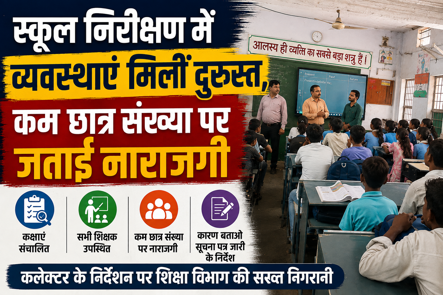 स्कूल निरीक्षण में व्यवस्थाएं मिलीं बेहतर, कम छात्र संख्या पर अधिकारियों ने जताई नाराजगी