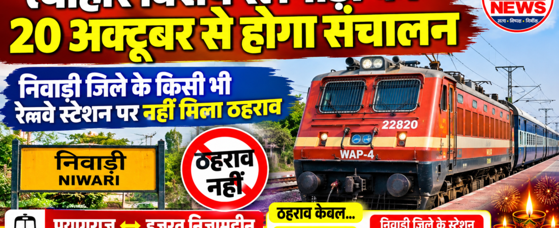 त्योहार स्पेशल ट्रेन को हरपालपुर में ठहराव, निवाड़ी के तीनों स्टेशनों को फिर किया नजरअंदाज